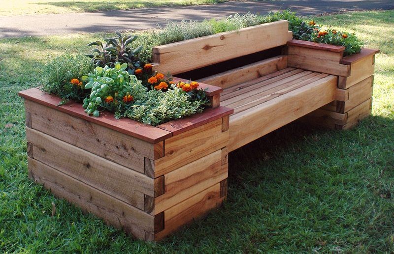 Cama de Jardín Elevada con Bancos