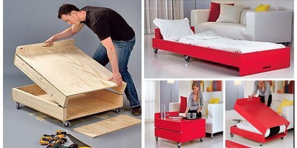 Cómo construir una mesa de centro que se convierte en una cama al instante