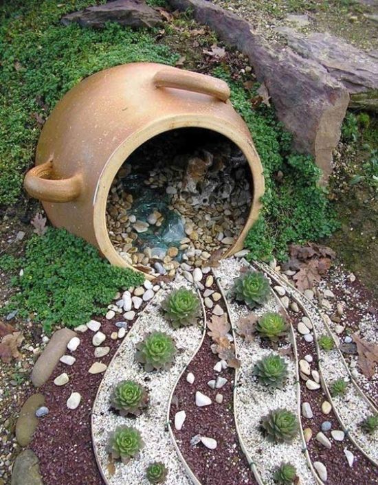 Agrégale vida y originalidad a tu jardín con estas lindas ideas con rocas y macetas