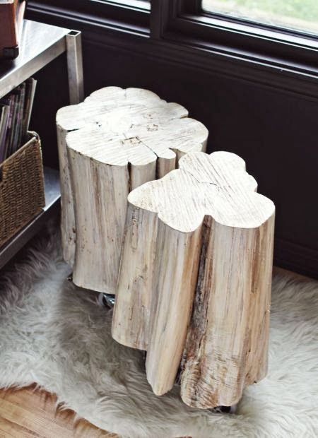 Construye tu propia mesa de noche hecha con troncos de madera