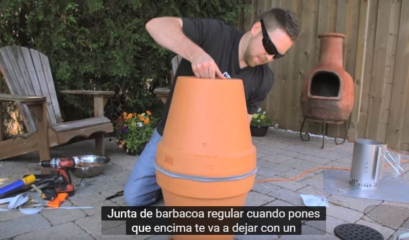 Como elaborar una parrilla utilizando dos macetas