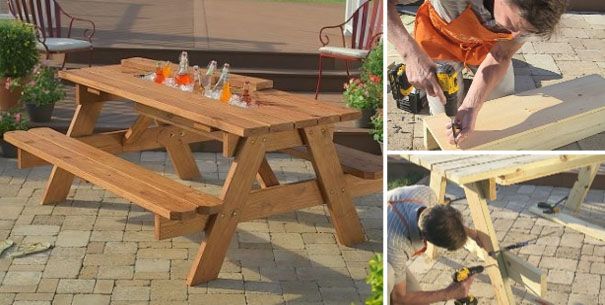 Cómo construir una mesa de picnic con hielera