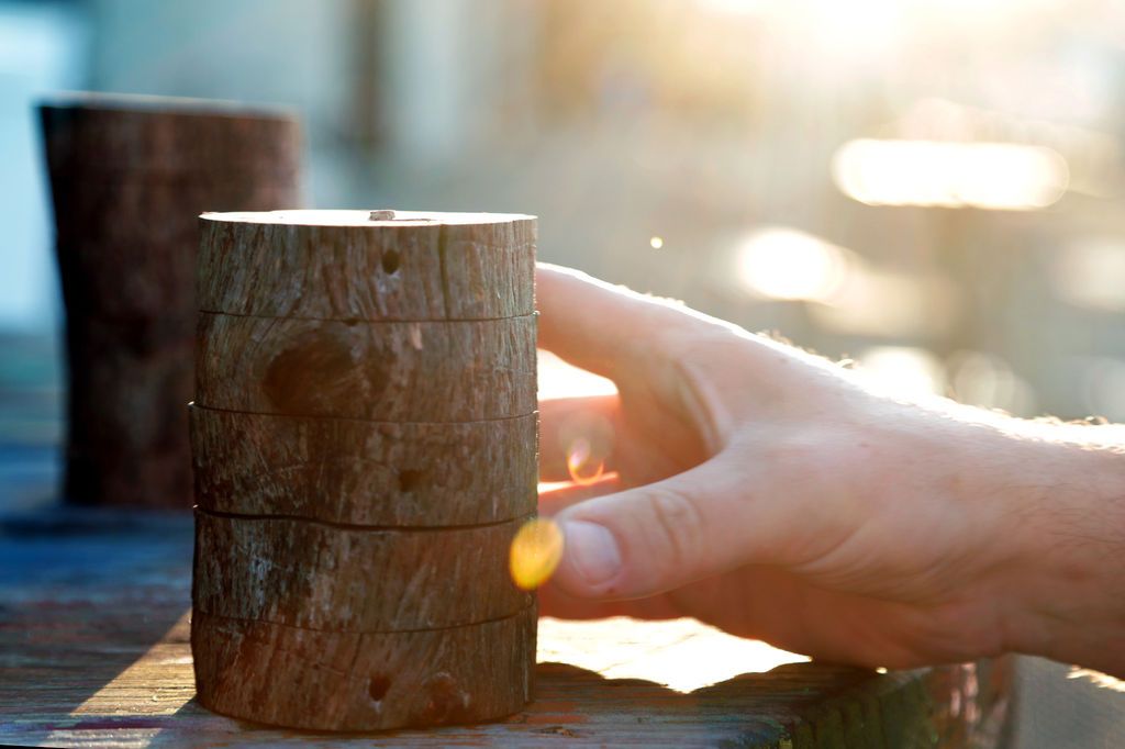 Rustic Look Stackable Coasters Made from a Tree