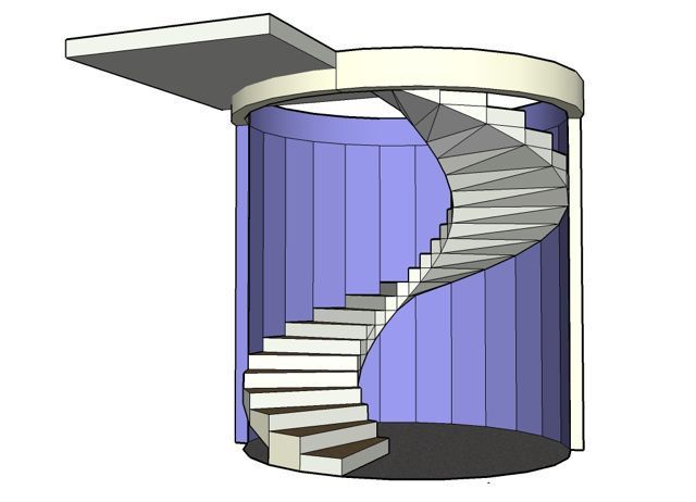 Escalera Circular Flotante de Concreto