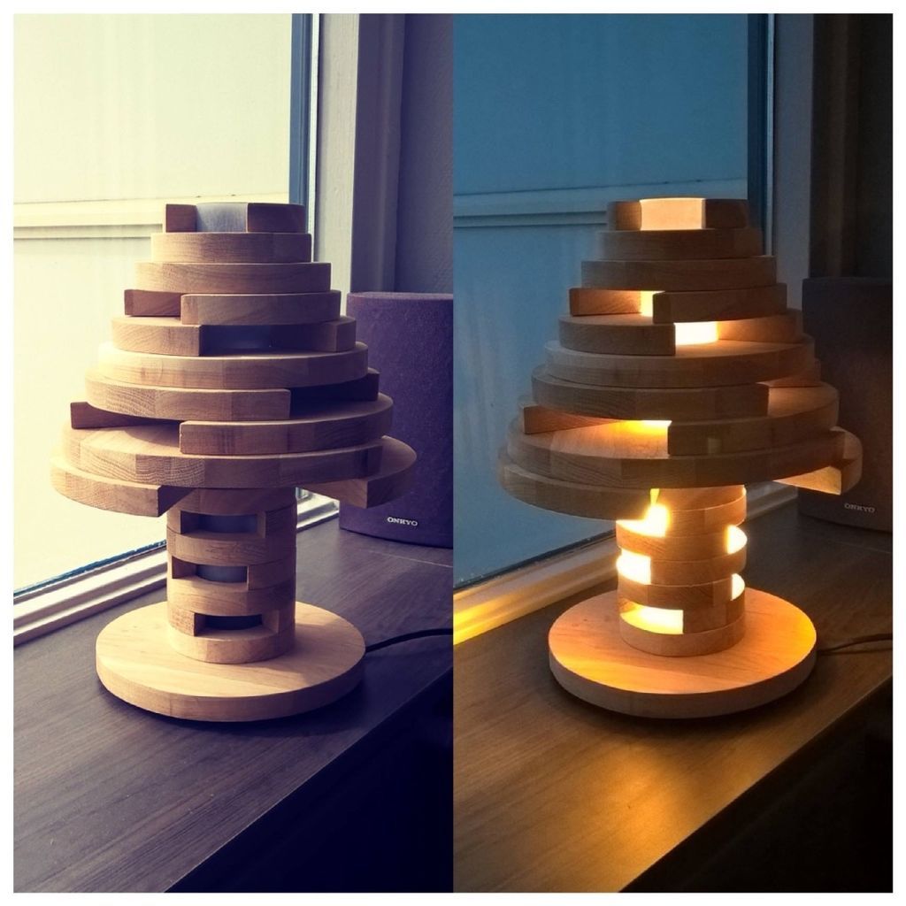 Increíble Lámpara de Madera Apilada