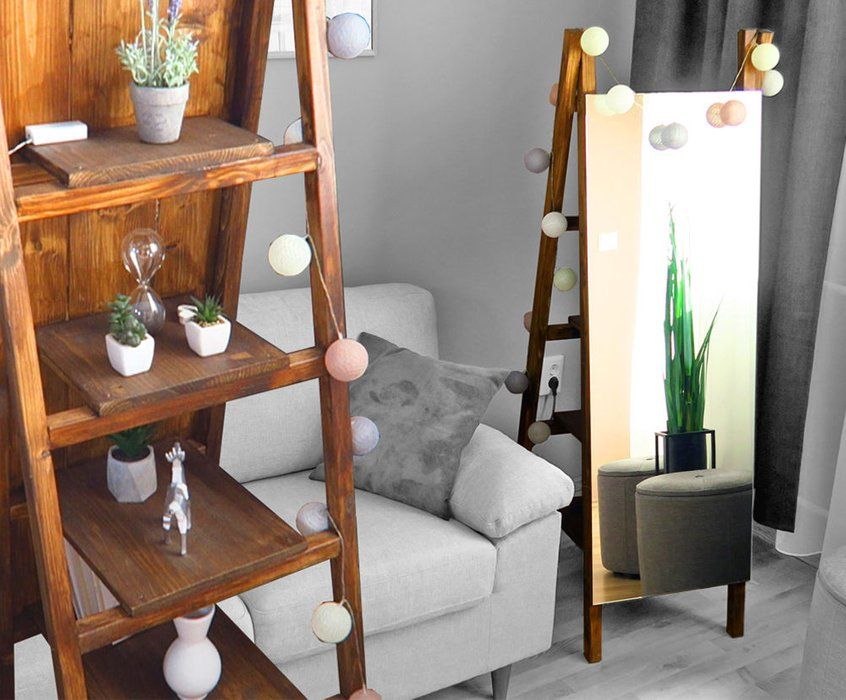 Ladder Mirror with Shelves