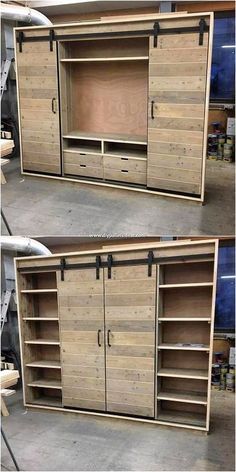 Rustic wood cabinets