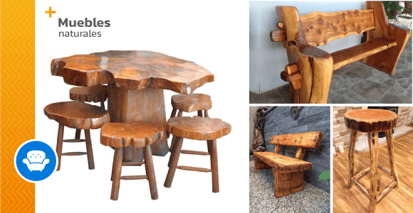 Elegantes muebles hechos con troncos