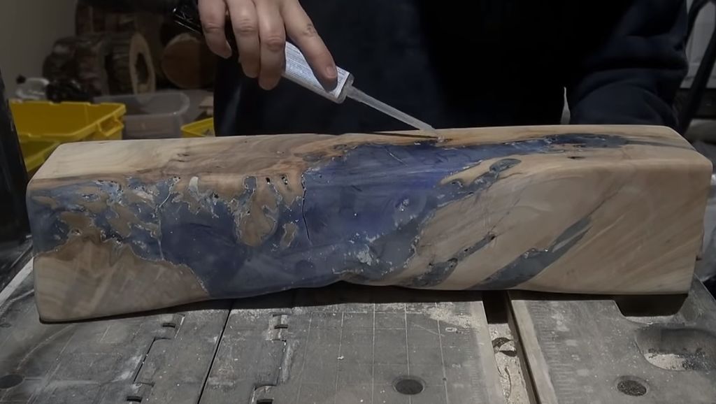 Recycled Wood and Resin Lamp