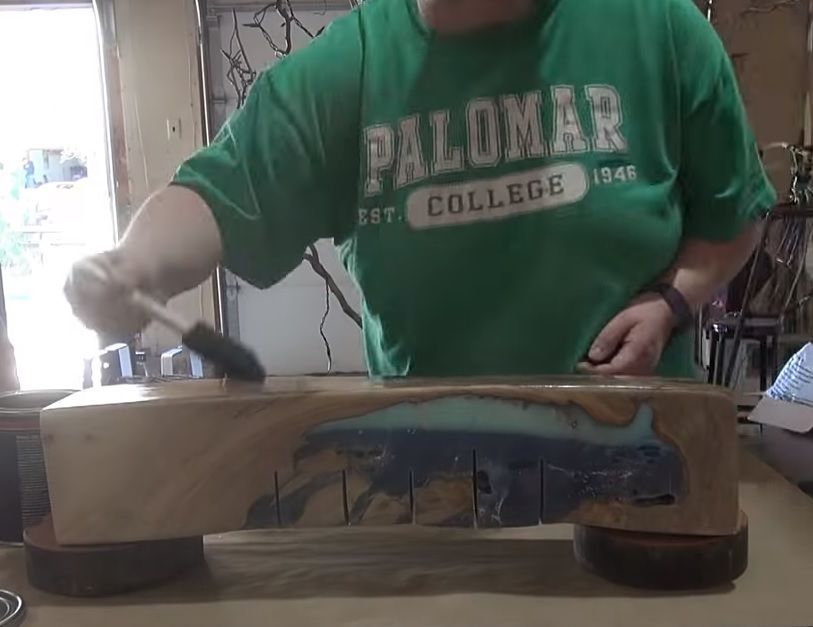 Recycled Wood and Resin Lamp