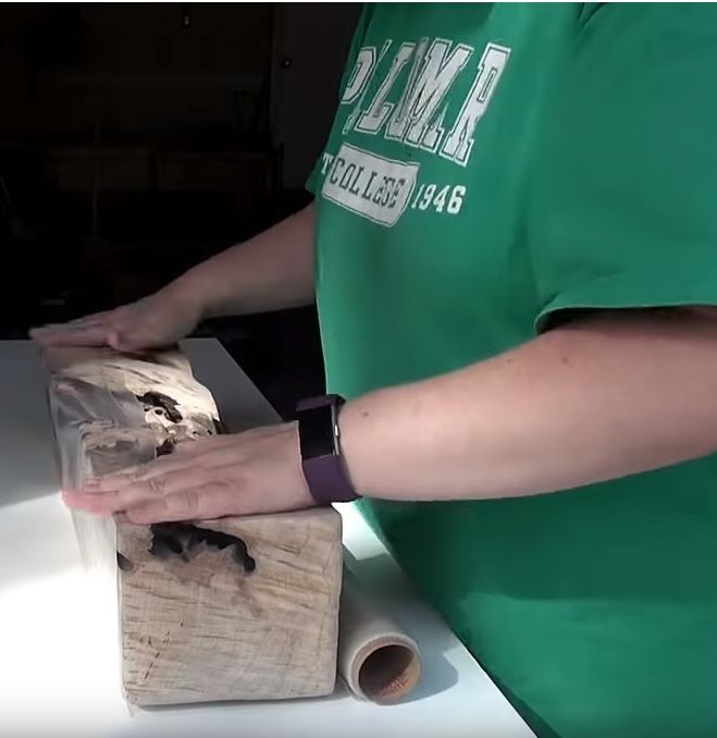 Recycled Wood and Resin Lamp