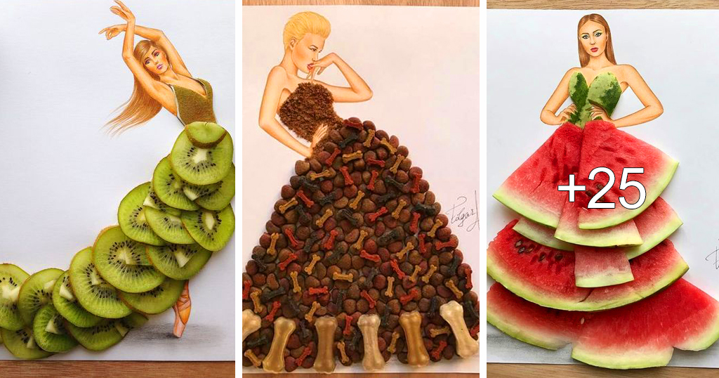 Ilustraciones de Moda Utilizando Alimentos