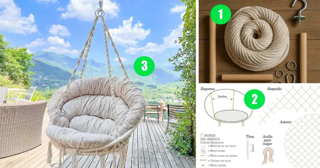 Cómo hacer una silla colgante de macramé paso a paso Cómo hacer una silla colgante de macramé paso a paso
